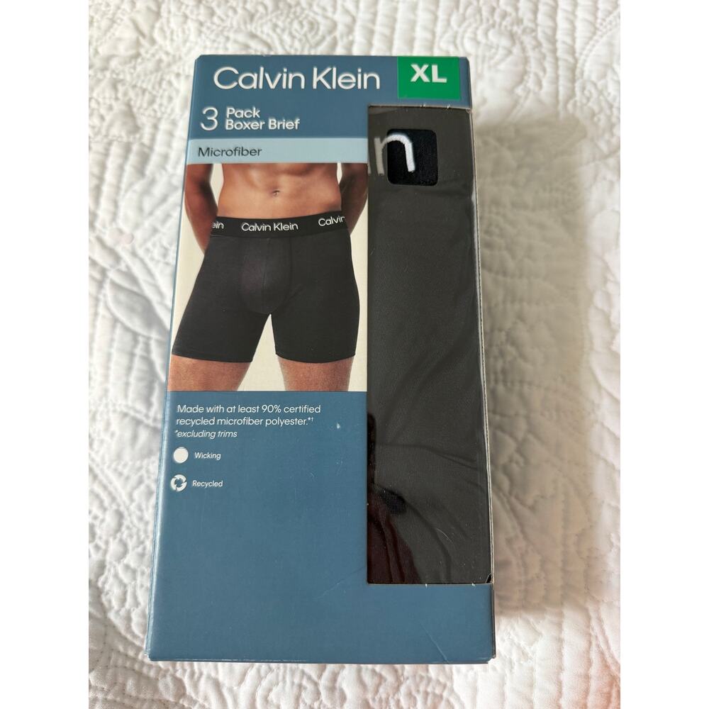 Calvin Klein XL 3 Pack Boxer Brief all Black Brand New in Box